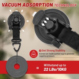 RED WOLF Heavy Duty 65MM Suction Cup Anchor Tie Down with Rotatable Hanging Hook Hold up to 22 LBs/10KG Each for Outdoor Camping Tarp Car Window Ceiling Awning RV Board Boat Vehicle Glass Surfing 2PC