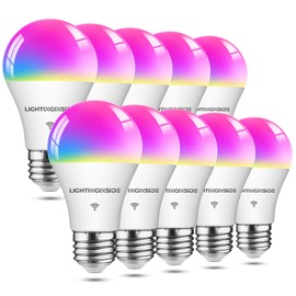 Smart Light Bulbs 10 Pack, Smart Bulb Compatible with Alexa/Google Home/Smart Life, CRI>90, RGBCW Color Changing LED Light Bulbs, 2.4G WiFi Bluetooth A19 E26 Bulb, No Hub Required, ETL Listed
