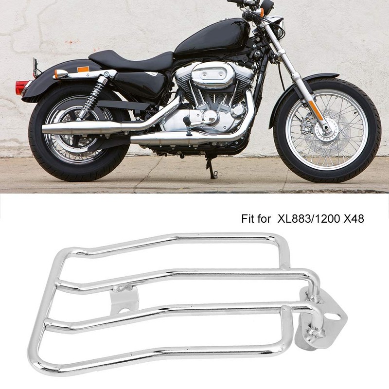 Qiilu Motorcycle Rear Pannier Rack Mount Fits XL883/1200 X48 (Silver),