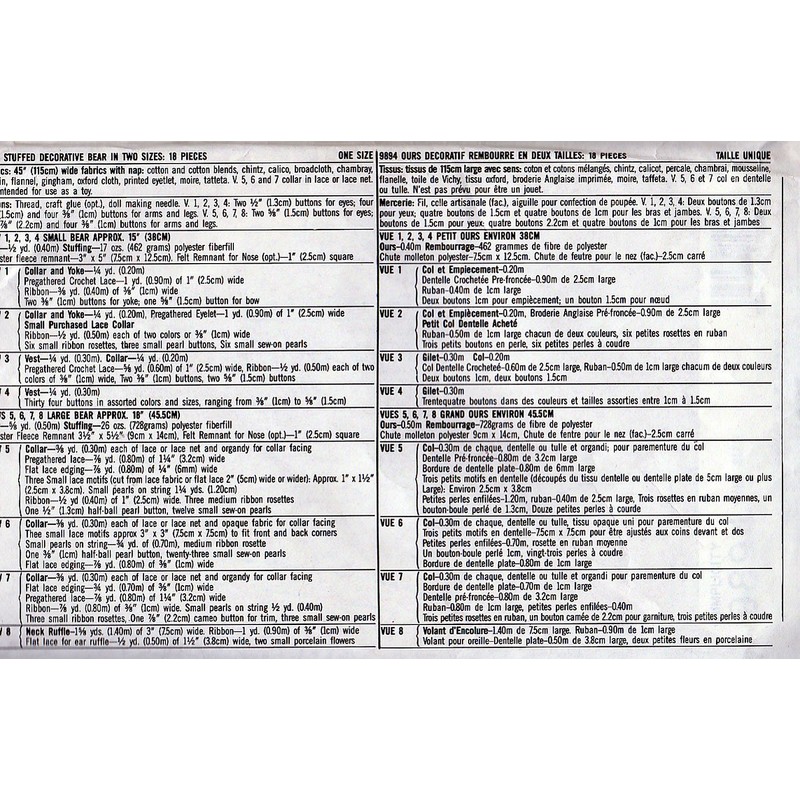 Stuffed Decorative Bear in Two Sizes, Simplicity 9894 Sewing Pattern