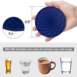 YUGUARD Silicone Coasters [6 Pack] Coasters with Holders - Drink Coasters - Table Coasters - for Hot or Cold Drinks Thickened, Non-Slip, Non-Stick, Deep Tray Blue