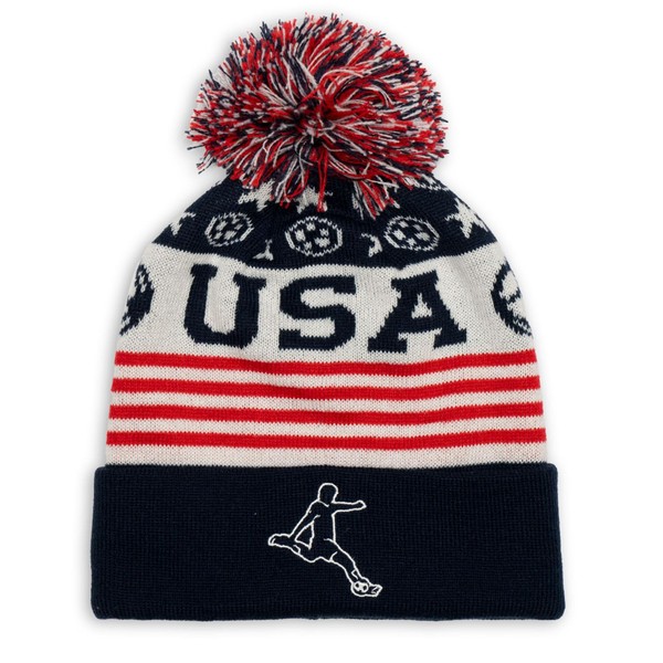 ChalkTalkSPORTS Soccer Knitted Beanie Hat | Play Soccer Pom Beanie