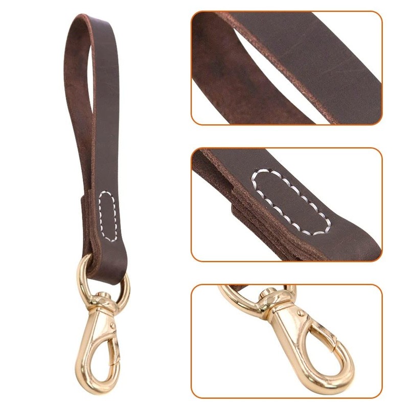 DONGKER 11.8" Short Dog Leash, Leather No Tangle Dog Leash