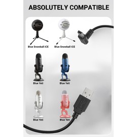 Microphone Power Cord Compatible with Blue Yeti and Snowball iCE Recording Mic USB, Replacement Supply, 9.84 FT
