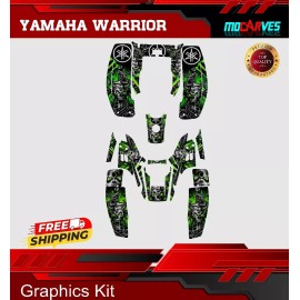 Mocarves Yamaha Warrior 350 full graphics kit stickers Warrior decal atv Red