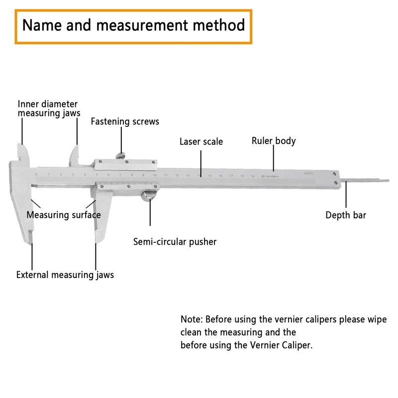Fdit Vernier Caliper, 150mm/200mm/300mm High-Carbon Steel Vernier Scale Measuring Gauge,