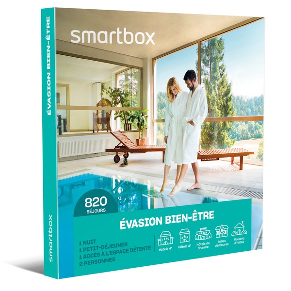 Smartbox - Coffret Cadeau Couple - Évasion Bien-être - idée Cadeau - 1 Nuit avec Petit-déjeuner et accès à l'espace détente pour 2 Personnes