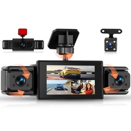 Rimoody FHD 4 Channel Dash Cam Car 360 Degrees with 4 Cameras 1080P Front and Rear Left Right, 3 Inch 1080P Dash Camera Car Camera with IR Night Vision/Loop Video/24H Parking Monitor/Parking Aid