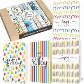 30 Bright Birthday Cards with Envelopes made from Recycled Paper 15 Different Designs