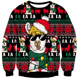 Ugly Christmas Sweater for Boys Girls 9-10 Year Old Holiday Winter Long Sleeve Satan Claus Alpaca Pullover Sweatshirts Size 9 10 Big Sister Festival Outfits Son's Stylish