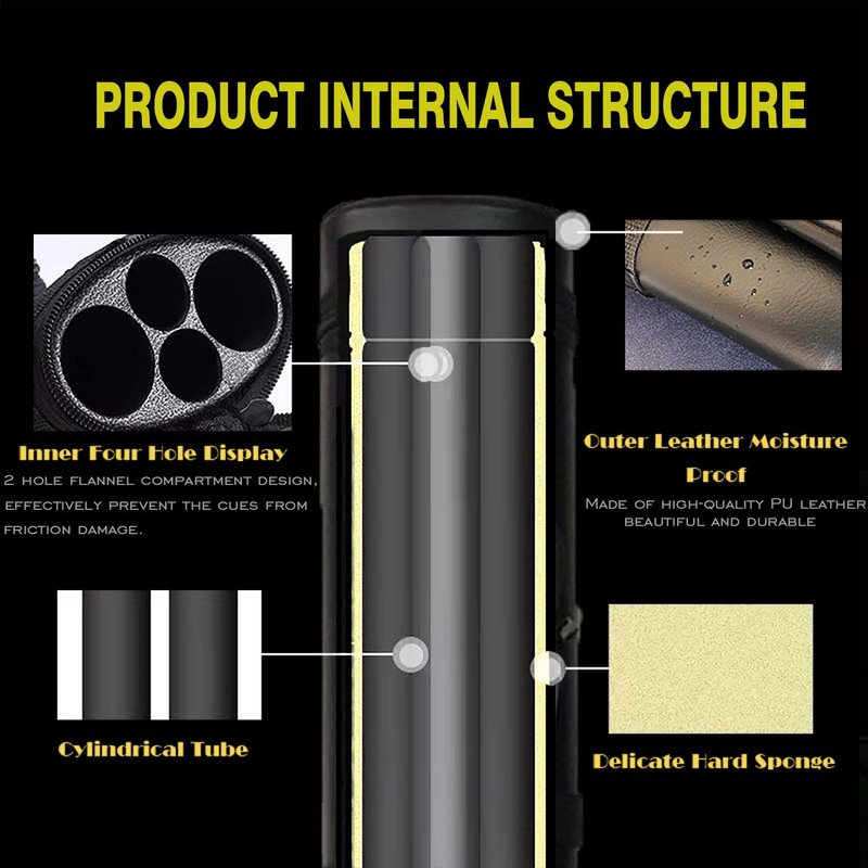 2x2 Hard cue case Oval Pool Cue Billiard Stick Carrying