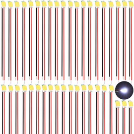 Joycabin Pack of 40 0805 Micro LED Diode Light, Pre-Soldered Micro SMD LED 0805 Pre-Wired with 16 cm PTFE Cable for DIY, Model Making, Decoration, Lighting (Cool White)