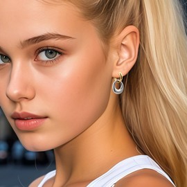 Watforsh Gold and Silver Hoop Earrings for Women Two Tone Mixed Metal Huggie Hoop Earrings for Daily