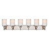 Modern 6-Light Bathroom Vanity Lighting Milky White Glass Shade Wall