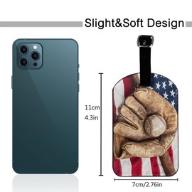 Richugui Baseball Glove Baseball Pattern Luggage Tags, Faux Leather Suitcase Tags with Address Label,Travel Accessories with Address Tag,Luggage Tag,ID Tag-1pc