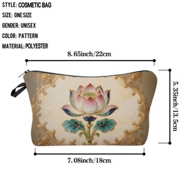 Livel lhood Enamel Lotus Makeup Bag Cute Small Makeup Organizer Bag Travel Toiletry Zipper Pouch Vintage Flowers Cosmetic Bag Gift for Women Girls