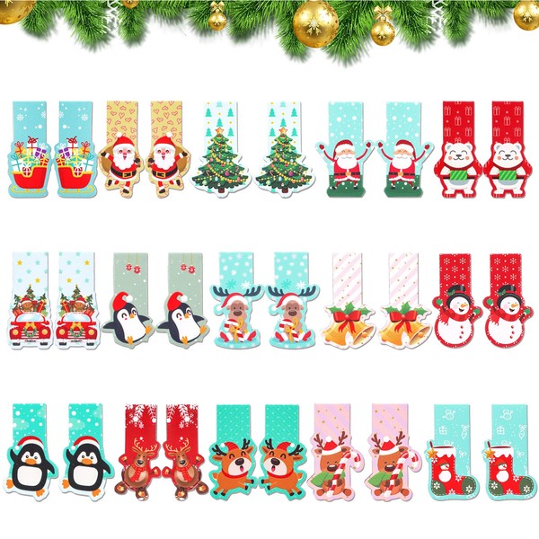 GEEHUA Pack of 30 Christmas Magnetic Bookmarks Children, Cute Magnetic