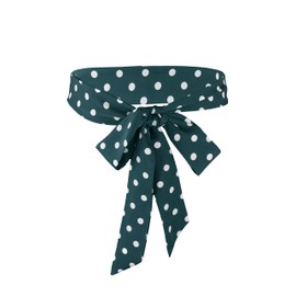 TeeYee Women's Satin Sash Waist Band 170 cm Long Girls Belt Obi Bel, Green Polka