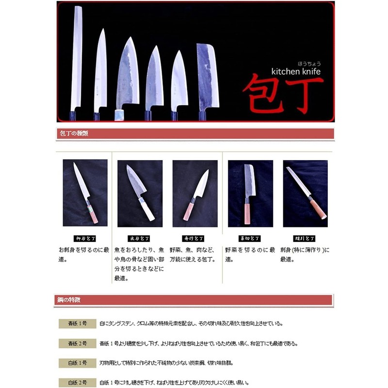 土佐刃物 包丁 黒打 柳刃包丁 クルミ柄 青鋼1号 210mm