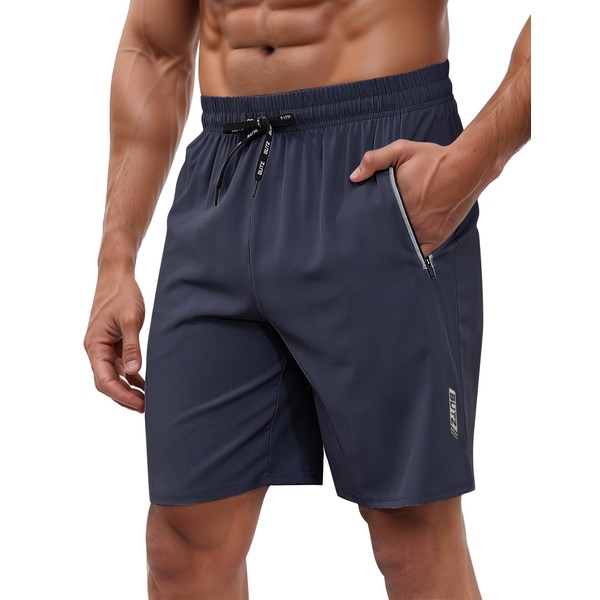 QOSOQ Men's Athletic Shorts with Zipper Pockets: Lightweight, Quick-Drying, Casual