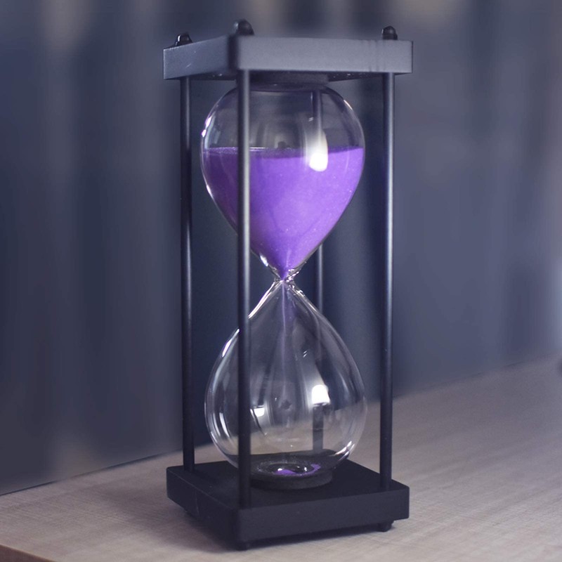 Hourglass Timer 60 Minute, Black Wooden Frame Decorative Sand Timer