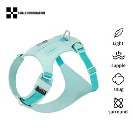 SMALL COMBINATION Lightweight Dog Harness, Large to Very Large Breeds, Adjustable Fit.Pet Harness with Pocket, Dog Training Harness for Outdoor Walking Running, Hiking (Aqua Green, XS)