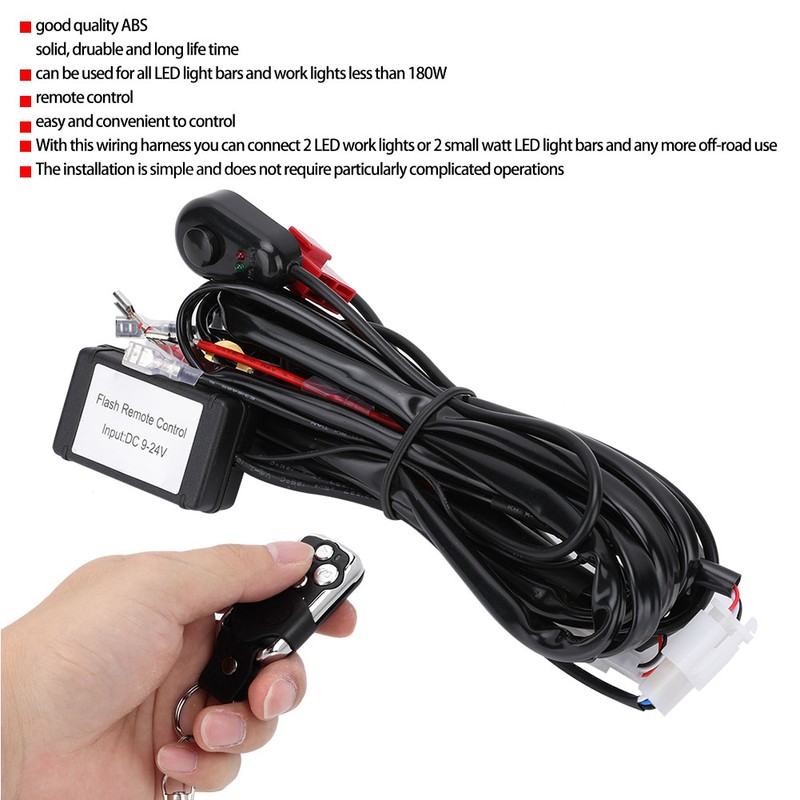 2m 2 In 1 LED Wiring Harness Remote Control Flash