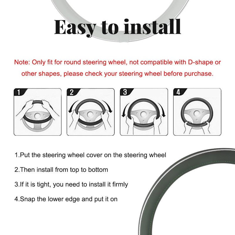 Yourkar Leather Steering Wheel Cover, Breathable Anti-Slip Car Steering Wheel