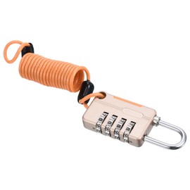 PATIKIL 1 Pack 4 Digit Combination Lock, Helmet Padlock Cable Lock Gym Locker Lock with 3.28Ft Flexible Security Steel Lock Wire for Bike Locker Travel Luggage, Yellow