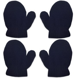 2 pares de guantes de invierno para bebés y niñas, Paquete de 2 Azul Marino, X-Small