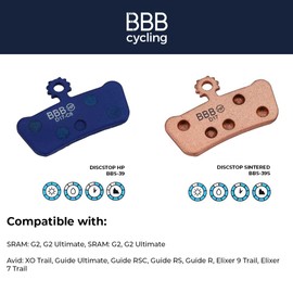 BBB Cycling Disc Brake Pads Sintered SRAM & Avid Compatible Perfect for Highspeed & Downhill Pre Sanded DiscStop HP Sintered BBS-39S