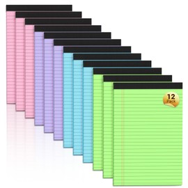 Legal Pads 5x8 Colored Note Pads, 12 Pack College Ruled Notepads 5x8 Lined Paper, Colored Notebook Paper Writing Pads 30 Sheets per Colored Paper Small Legal Pads 5x8 for Home Office School Supplies