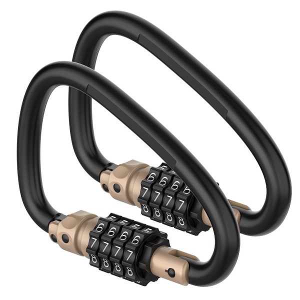 MeBantoo 4-Digit Combination Locks, Heavy Duty D-Shaped Carabiner Clips, Keyless