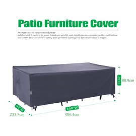 F&J Outdoors Heavy Duty Waterproof Anti-UV Rip-stop Fabric Extra Large Patio Furniture Covers, Grey, 160"x92"x35"