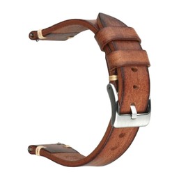 Berfine 26mm Retro Handmade Watch Band, Quick Release Vintage Leather Watch Strap Replacement,Brown