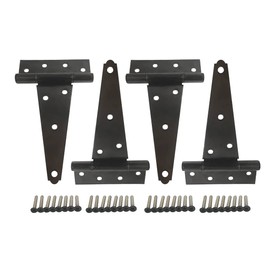 QCAA Stainless Steel Extra Heavy Tee Hinge, 6" x 2.5mm, with Stainless Screws & Hinge Pin, Black Coated, 4 Pack