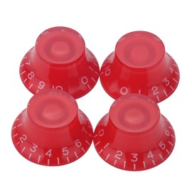 Samherome 4PCS Top Hat Electric Guitar Control Knobs, Volume Tone Control Knobs Turning Speed Control Knob Guitar Bell Knobs for LP SG Electric Guitar Bass Replacement (Red w/White Number)