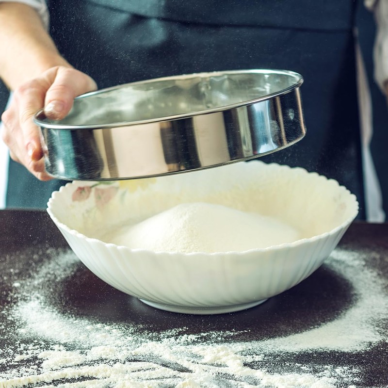 Flour Sieves Stainless Steel Kitchen Sieve Fine Mesh Round Flour