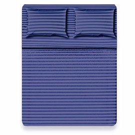 Juego de Sabanas Microfibra Grabada Colores Lisos Super Soft Varios Colores (King Size, Azul Marino)                                                  