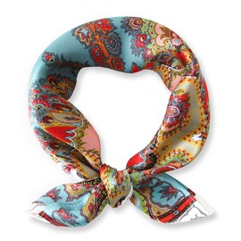 Ciormis women silk scarf, 21''x 21 100% Mulberry Silk small square Scarf Printed Scarf for Women Hairband headband (Style 18)