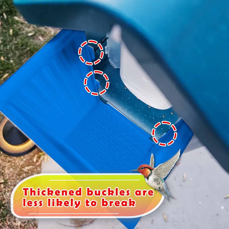 XL Seed Hopper Extender for Bird Feeder (Transparent Blue)