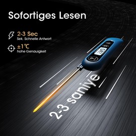 DOQAUS Barbecue Thermometer, Digital Roasting Thermometer, Meat Thermometer, Cooking Kitchen Thermometer with 3s Instant Reading and Long Probe, for Roasting, Cooking, Grilling, BBQ, Baking, Navy Blue