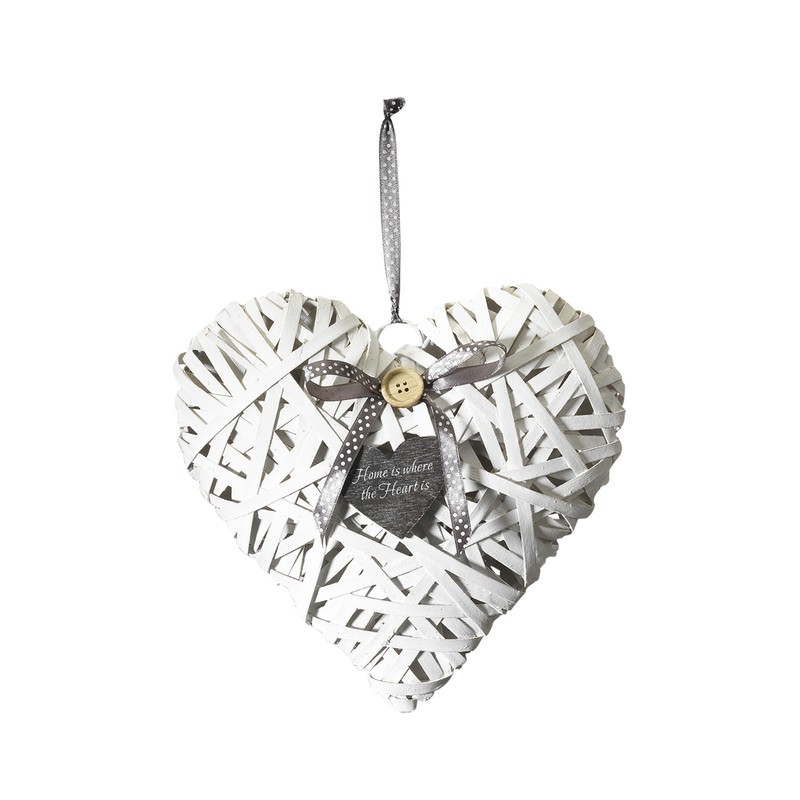 Kobolo Decorative Heart Pendant Chipwood White Set of 3