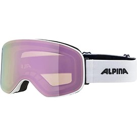 ALPINA Slope Q-Lite Mirrored, Contrast-Enhancing OTG Ski Goggles with 100% UV Protection for Adults, Matte White, One Size