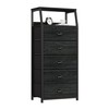 Furnulem Black Dresser with 5 Drawers, Vertical Storage Tower Fabric