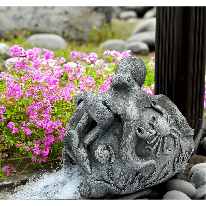 Teaeeno Real Octopus Sculpture Gutter Downspout Extension Decoration,Gutter Downspout Decorative,Downspout