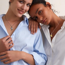 Hagkew Yin Yang Couples Matching Necklace 925 Sterling Silver Sun and Moon Couples Pendant Yin Yang Necklace Friendship BFF Jewelry for Her Him Women Men, intermediate, Sterling Silver, No Gemstone