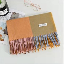 Ikruidy Winter Women's Scarves, Warm Shawl, Tassel Plaid Blanket Scarf for Women, Turmeric