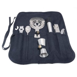 DollaTek 7Pcs Stainless Steel Cocktail Bartender Bar Set Kit Cocktail Martini Shaker Set With Cloth Bag
