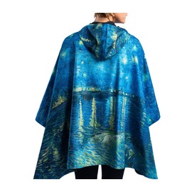 RainCaper van Gogh Over the Rhone Womens Rain Cape Poncho with Hood Reversible